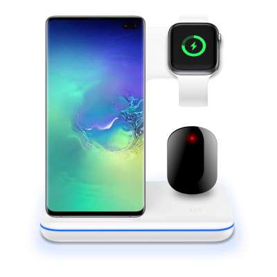 Multifunctional Design 3 in 1 Fast Charging 15w Wireless Charger for Mobile Phone Watch Headset